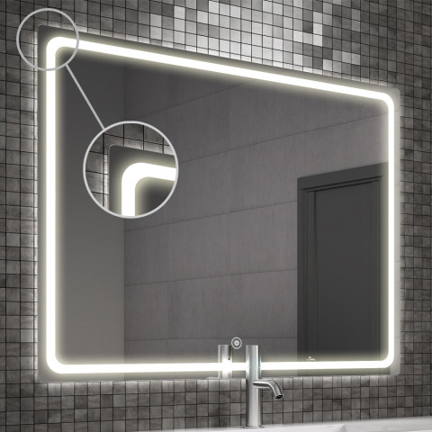 Miroir éclairage led de salle de bain veldi avec interrupteur tactile - 120x80cm