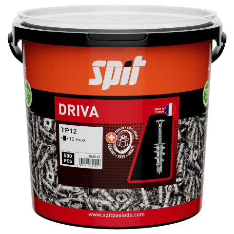 Cheville autoforeuse métallique DRIVA TP12 pour plaque de plâtre - Seau de 500 - SPIT - 060141