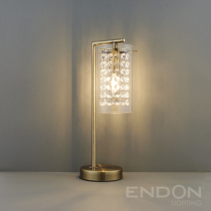 Lampe alda, laiton antique et verre Lampe alda, laiton antique et verre